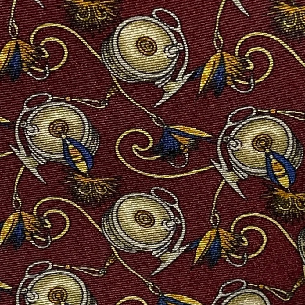 Fendi Italy Silk‎ Burgundy Fishing Tie